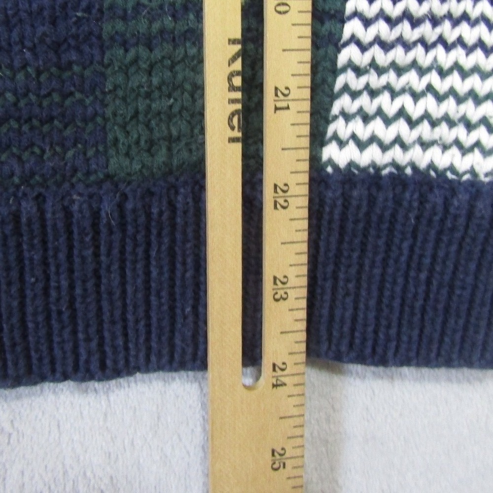 Hunt Club Plaid Crewneck Sweater Mens Medium Green Blue Cotton Vintage Excellent - Picture 6 of 7